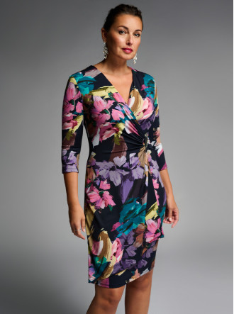 231741 Dress - Midnight Blue/Multi (Joseph Ribkoff)